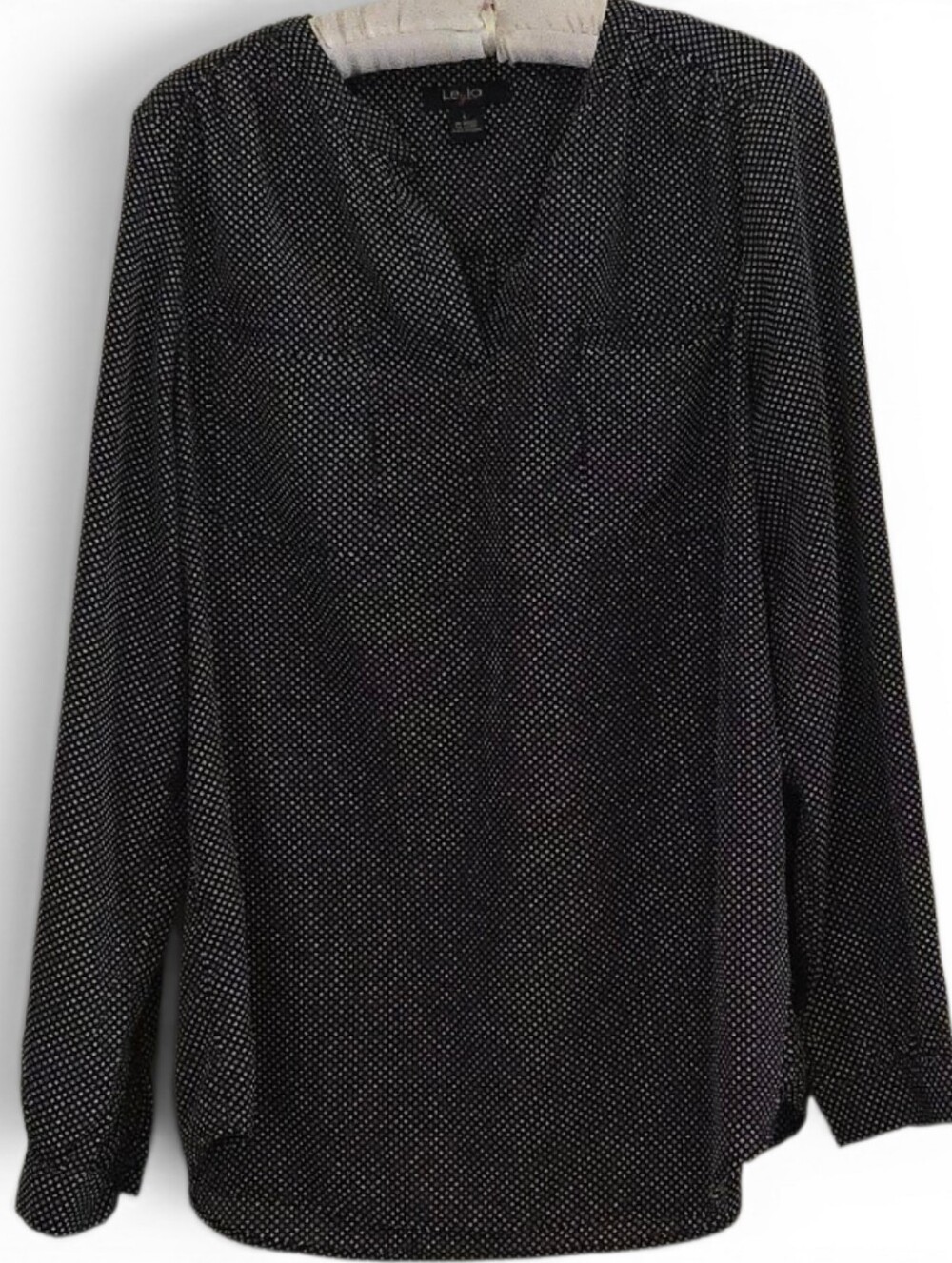 Leyla Black Blouse with White Micro Dots